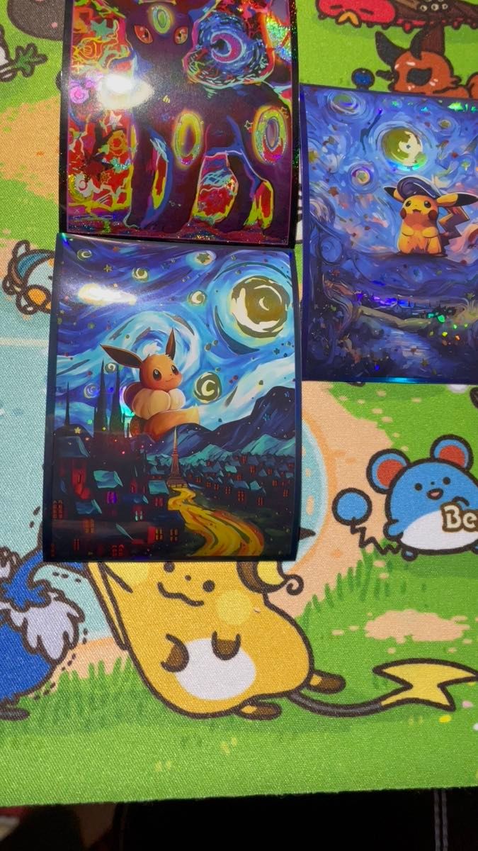 ポケモンカード スリーブ デッキシールド ピカチュウ ブラッキー ゲンガー イーブイ ミュウ ゴッホ 海外 各一枚