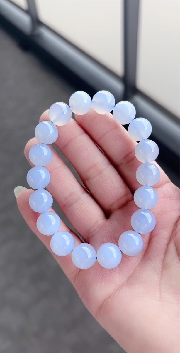 【高品質】ブルーカルセドニー ブレスレット☆天然石11.5mm