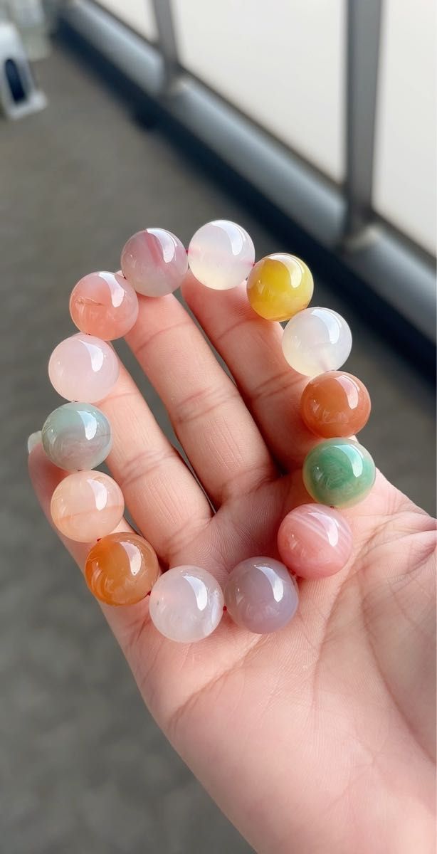 高品質 塩源瑪瑙ブレスレット大玉16mm