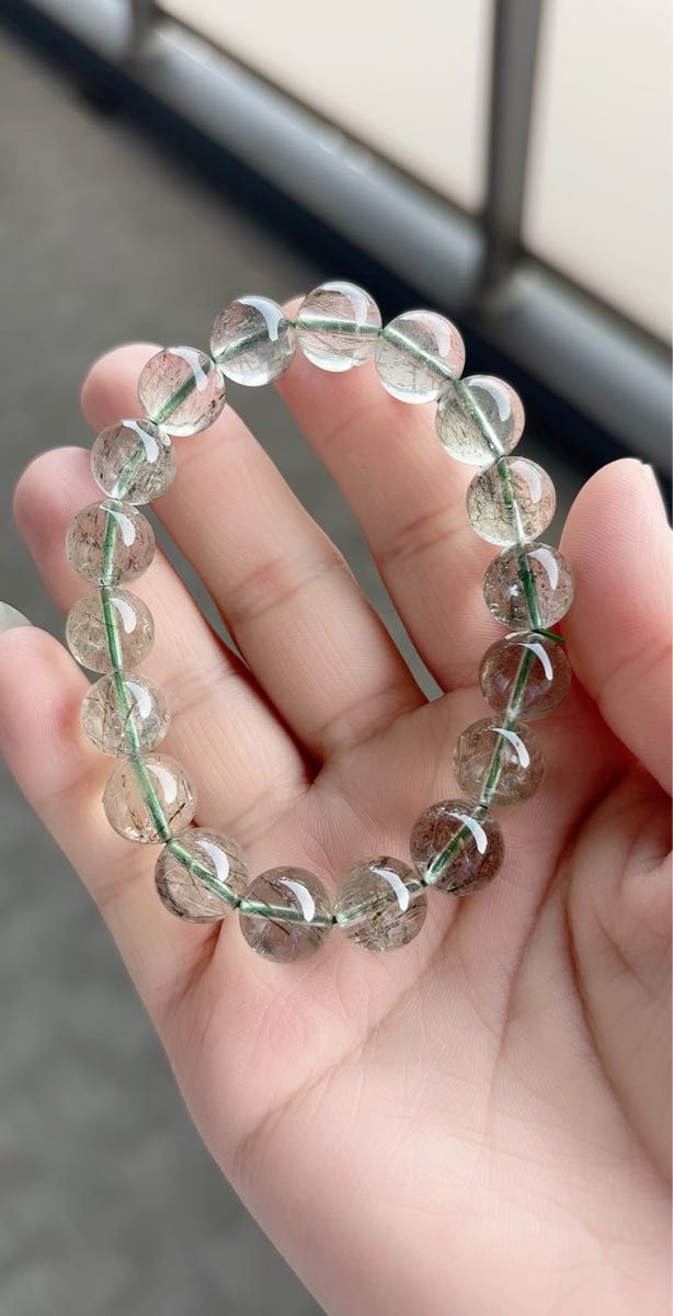 グリーン ルチル クォーツ 天然石 11mmブレスレット