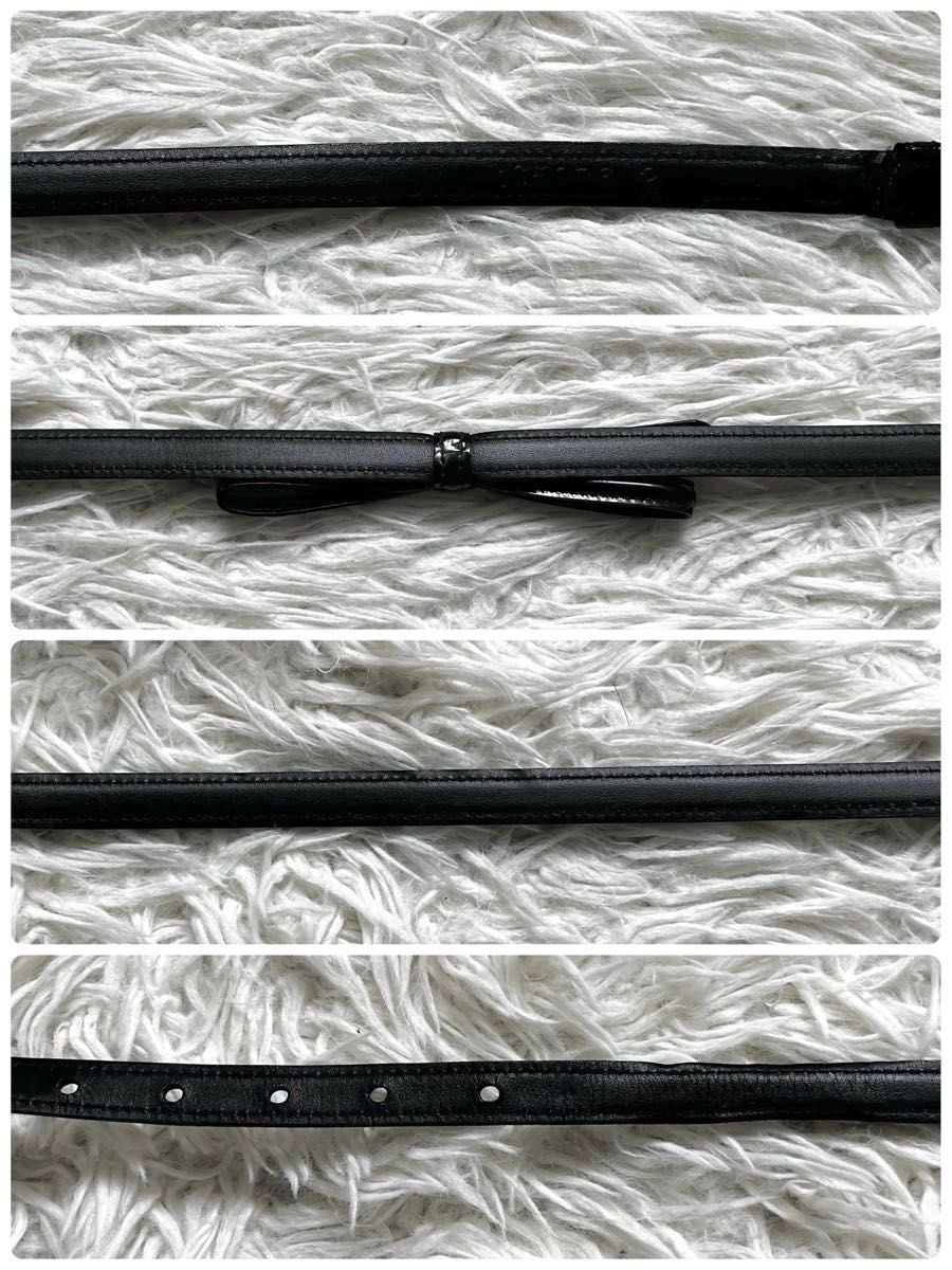 美品 プラダ PRADA リボン エナメル ナロー ベルト 黒 1C5076 2 美品 プラダ PRADA リボン エナメル ナロー ベルト 黒 1C5076 2