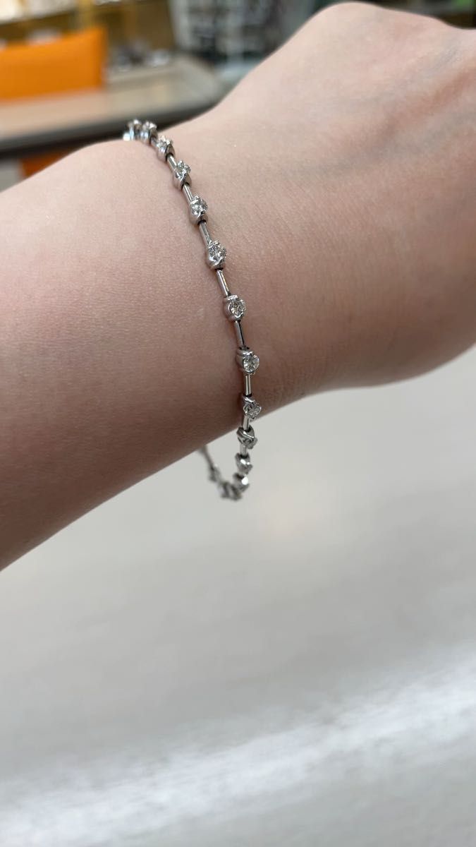 K18WG デビアス ダイヤモンド ラインブレスレット 1.25ct