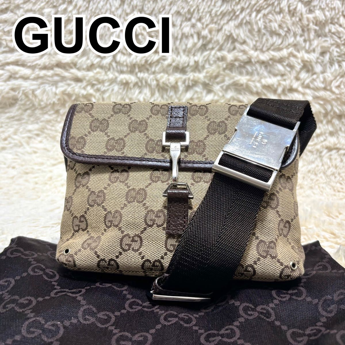 希少 GUCCI ワンショルダーバッグ ジャッキー キャンバス レザー 2236 GUCCI グッチ ジャッキー GGキャンバス 総柄レザー ワン