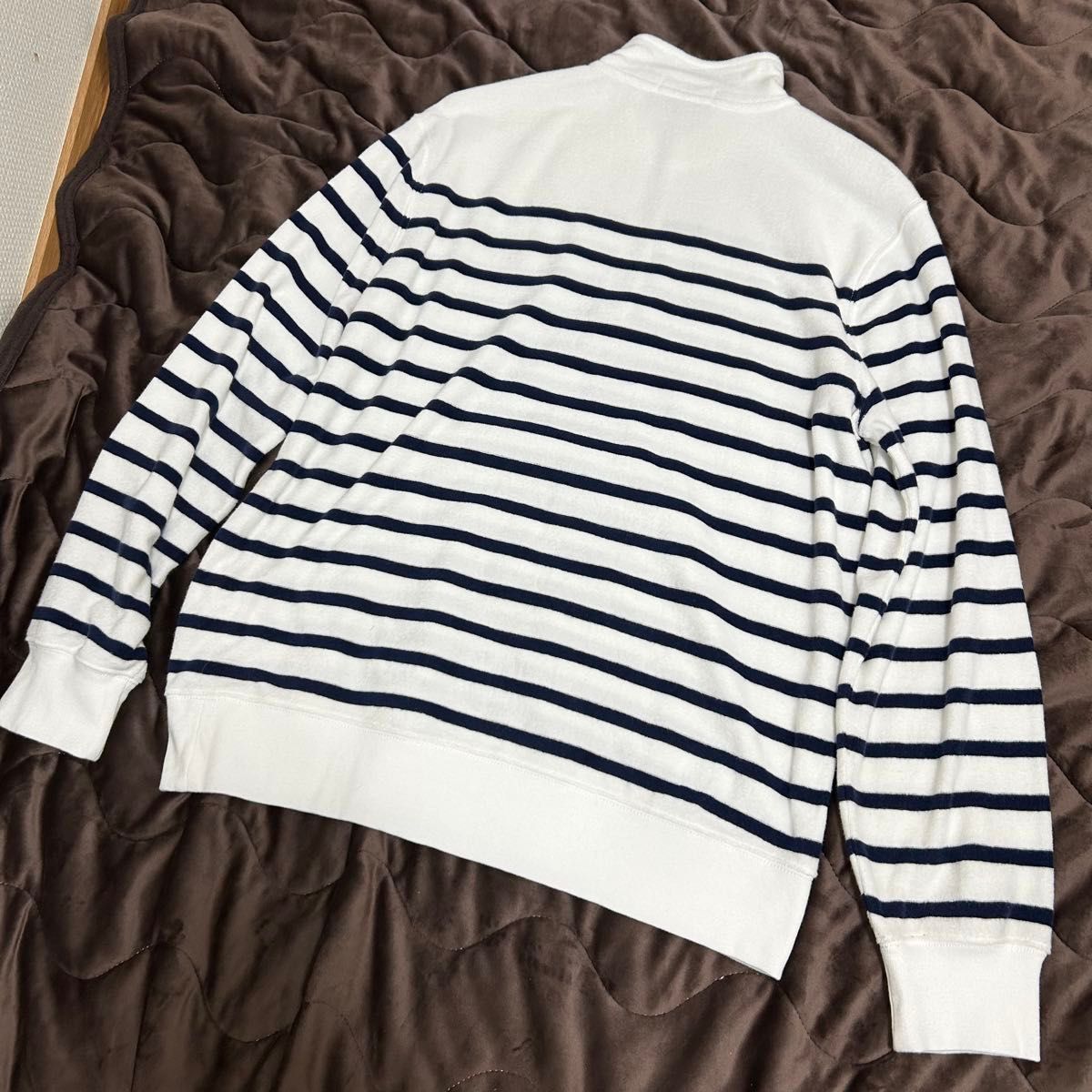 ポロラルフローレン ボーダー柄 長袖 ハーフジップ トレーナー XL（18-20） ネイビー×レッド POLO RALPH LAUREN プルオーバー キッズ 古着 ラルフローレン Ralph Lauren POLO by Ralph Lauren ボーダー柄