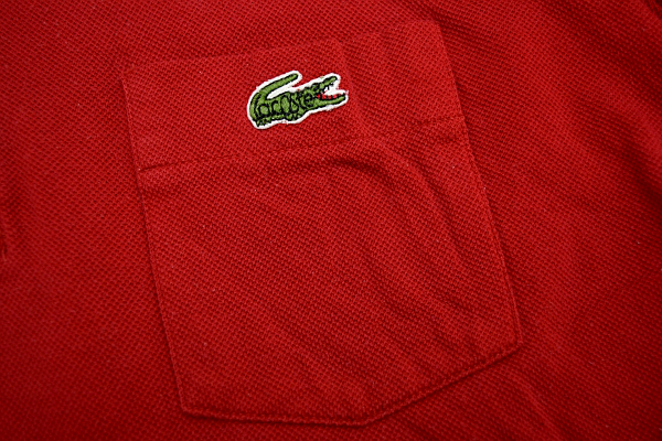 S-8687★送料無料★美品★CHEMISE LACOSTE シュミーズ ラコステ★80’-90’年代ヴィンテージ 日本製 レッド赤色 鹿の子 半袖ポロシャツ 3_画像3