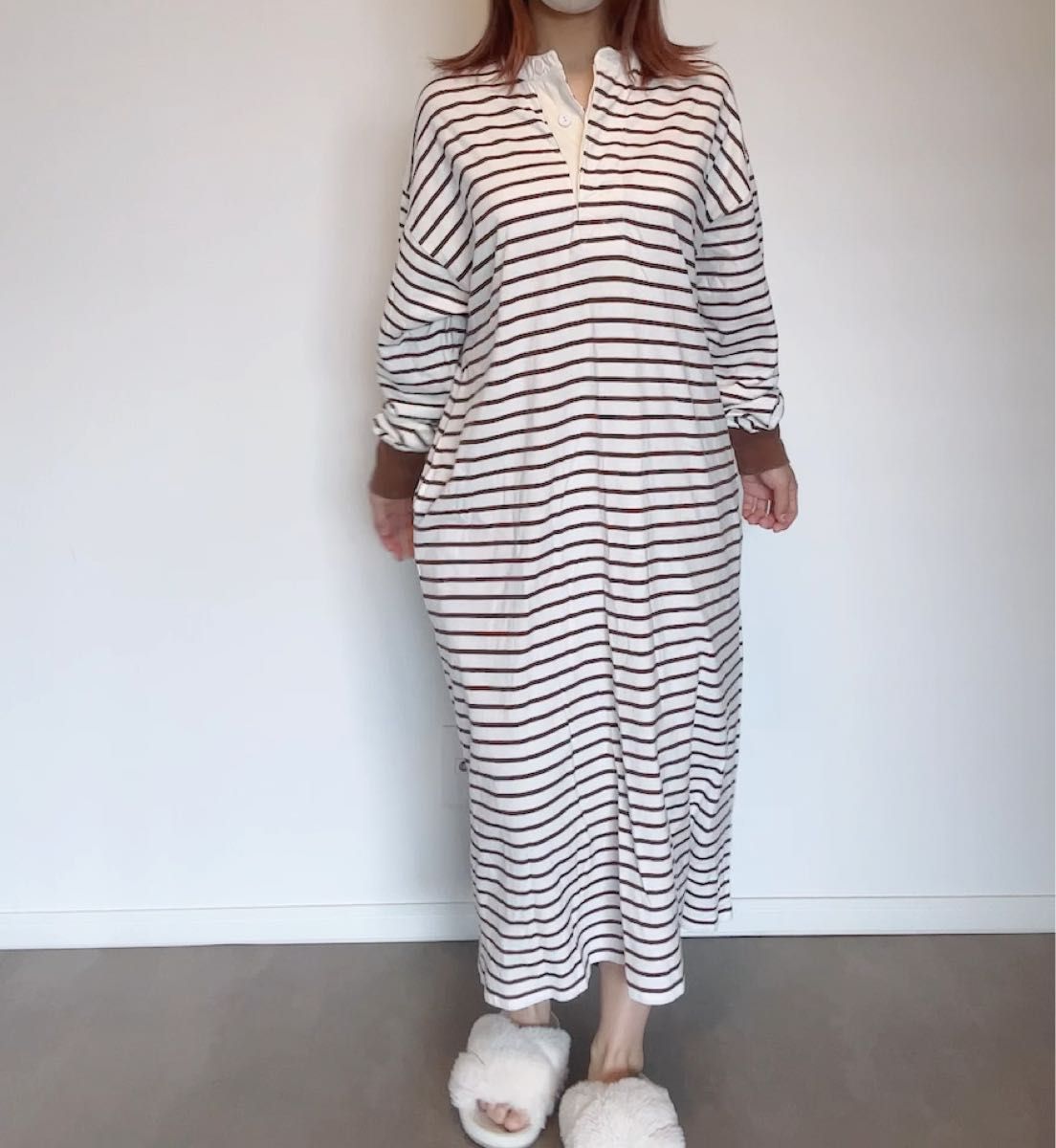 coen コーエン ボーダーバンドカラーラガーワンピース 抜け感着心地抜群◎ ワンピース
