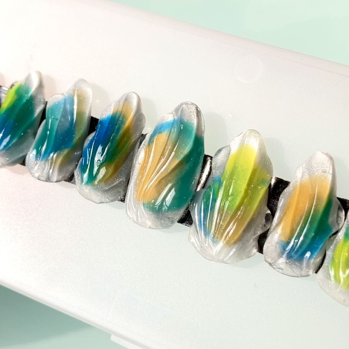 ネイルチップ 購入後サイズ合わせてお作りします! 夏 海 青 オレンジ 黄 立体 派手 個性 シェル ジェルネイル 貝