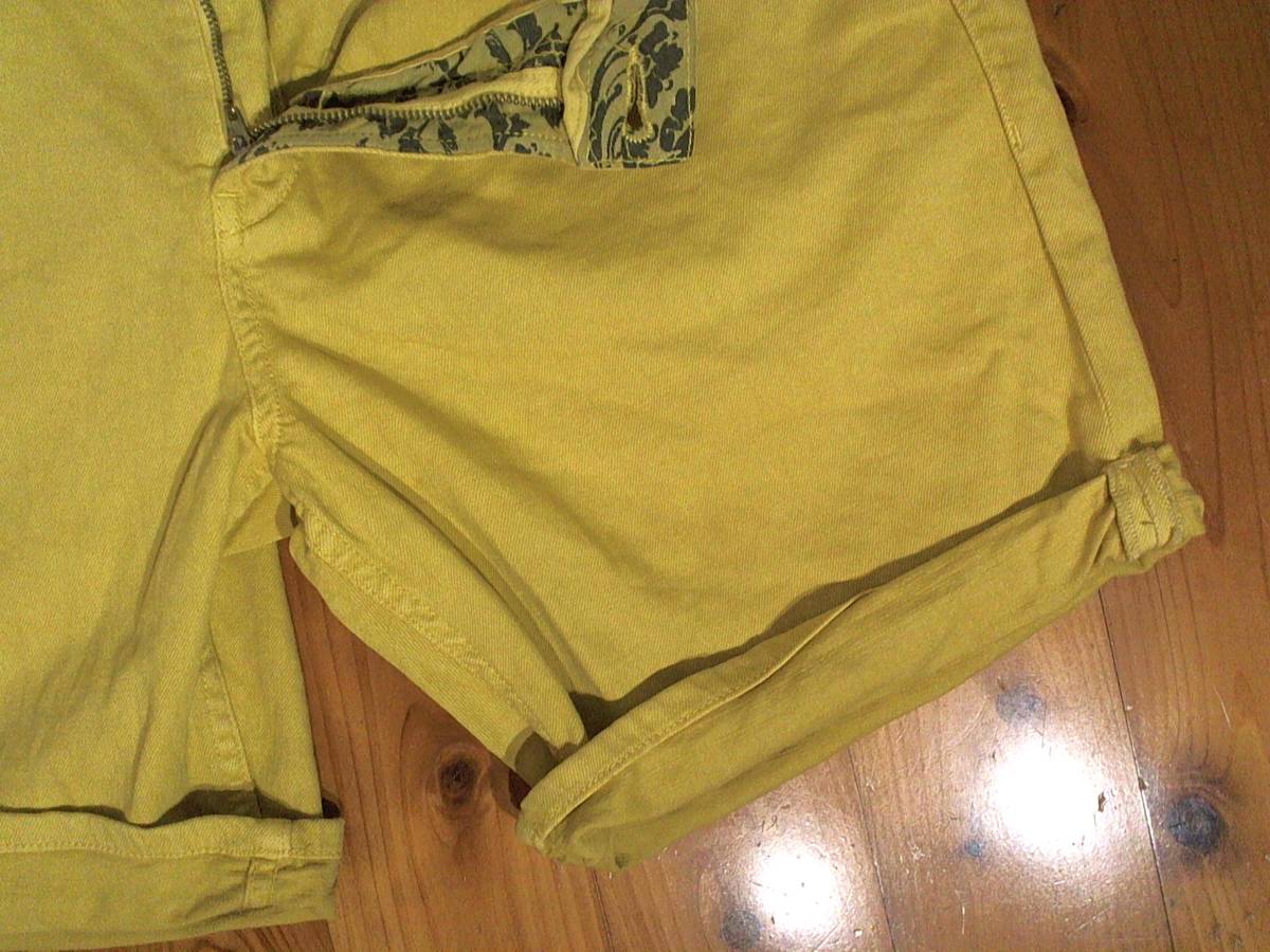☆訳有り★ザラマン☆ZARA MAN★ハーフパンツ カラージーンズ　ジャンボサイズEUR46 USA36 からし色　黄系　_ロールアップは外側のみ縫製してあります