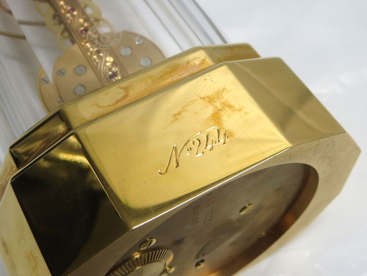 1000円スタート クリスタル置時(shí)計(jì) CORUM コルム×Baccarat バカラ QZ クオーツ No.244 バカラマーク有 ジャンク品 ケース付き 3 W60080