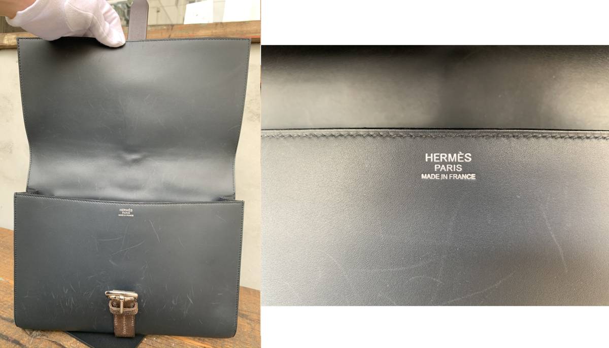 ★HERMES★エルメス★エトリヴィエール★クラッチ★セカンド★バッグ★かばん★ポシェット★ブラック★黒★マット★レザー★Ｔ刻2015年★_画像7