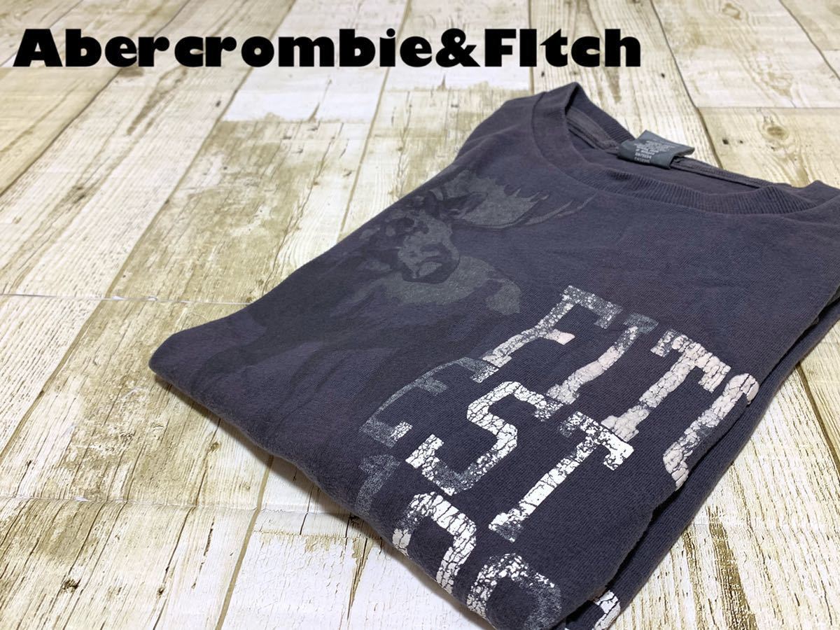 ☆送料無料☆ Abercrombie&FItch アバクロンビー&フィッチ 古着 海外直輸入 半袖 Tシャツ メンズXL グレー トップス 中古 即決_画像1