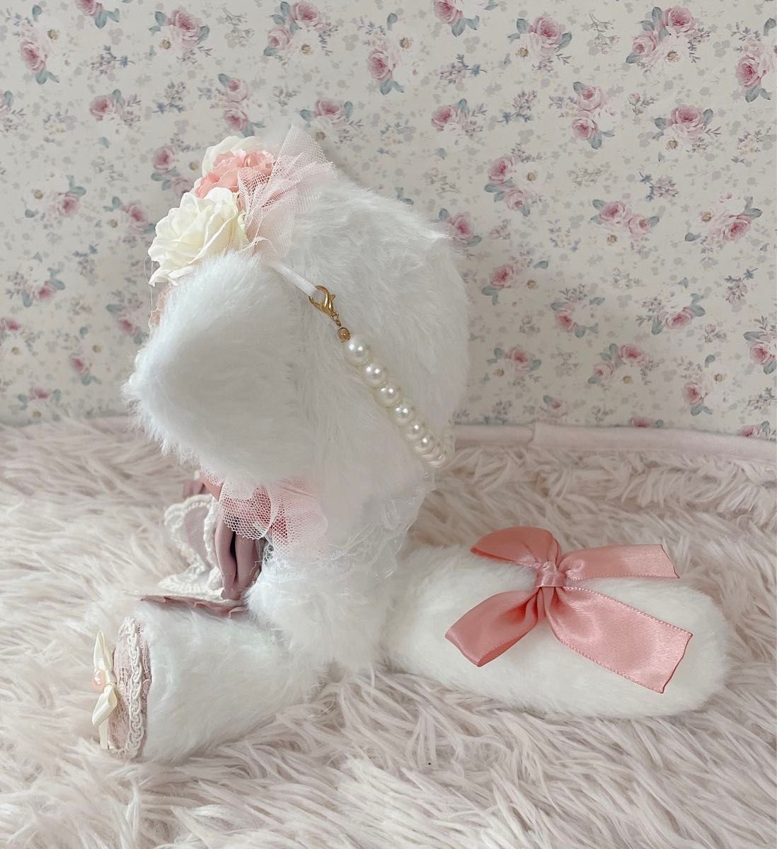 アンティーク姫系♡お座り16cmぬい服♡猫の着ぐるみ♡薔薇レース柄 アンティーク姫系 お座り16cmぬい服 猫の着ぐるみ 薔薇