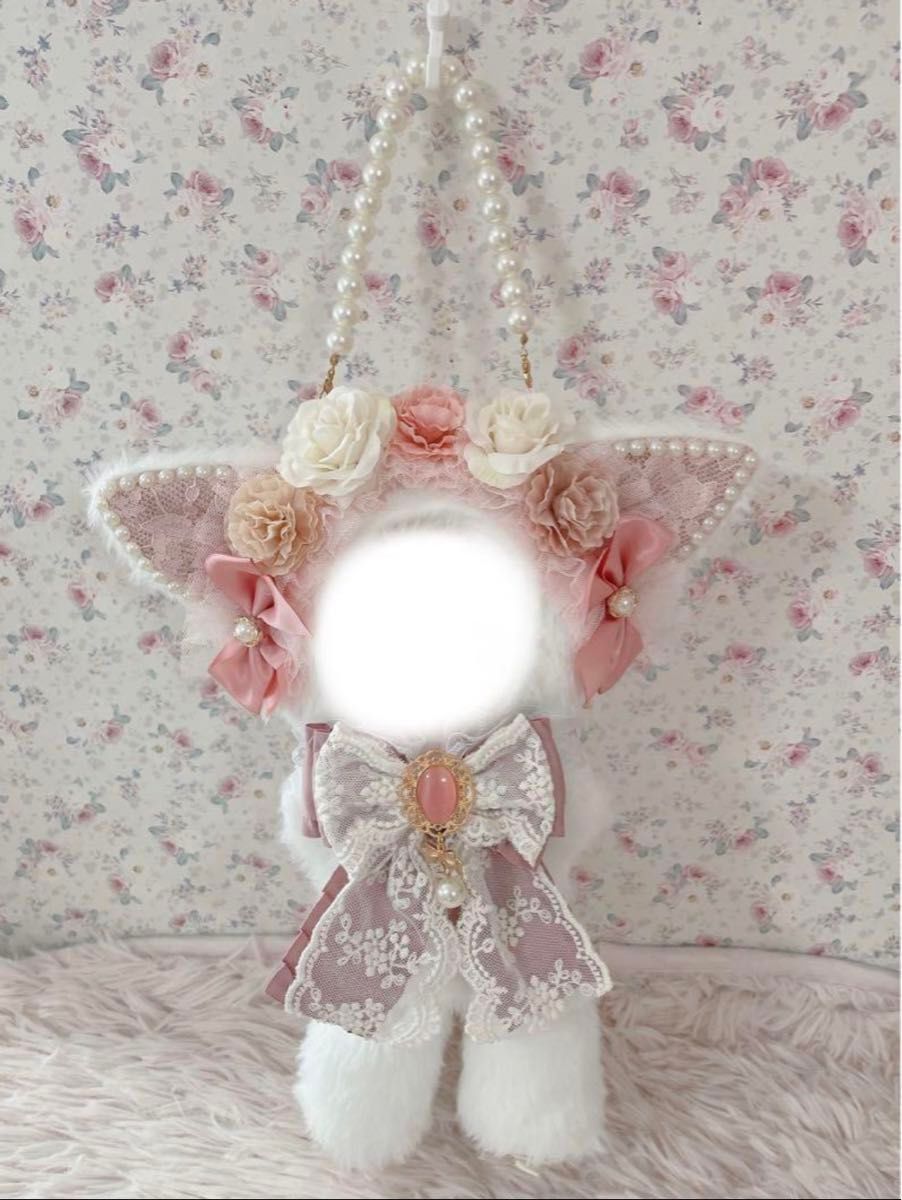 アンティーク姫系♡お座り16cmぬい服♡猫の着ぐるみ♡薔薇レース柄 アンティーク姫系 お座り16cmぬい服 猫の着ぐるみ 薔薇
