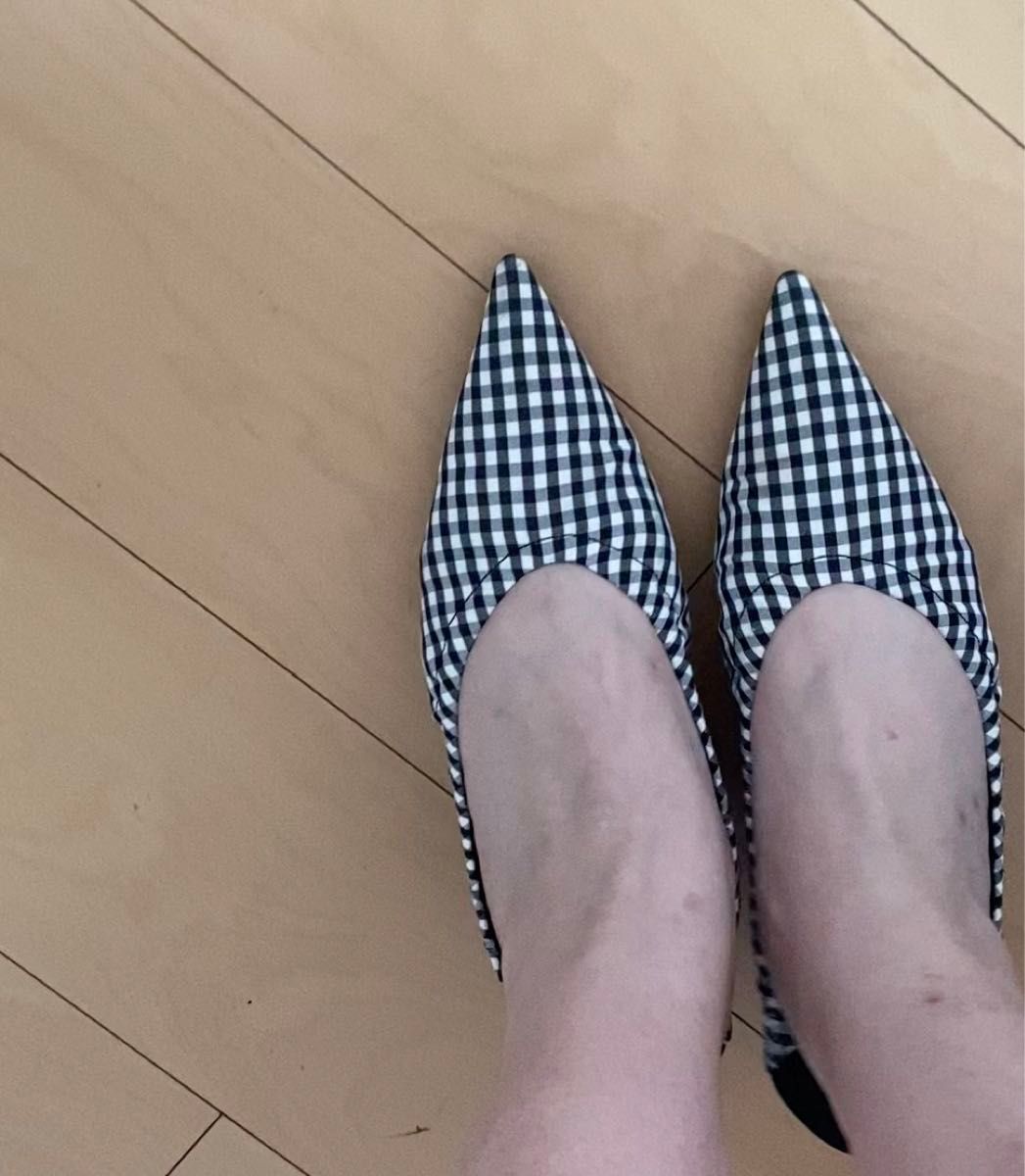 ZARA パンプス ヒール ギンガムチェック 通勤 立ち仕事 中古 ミュール サイズ39 オフィスカジュアル ビジネス OL