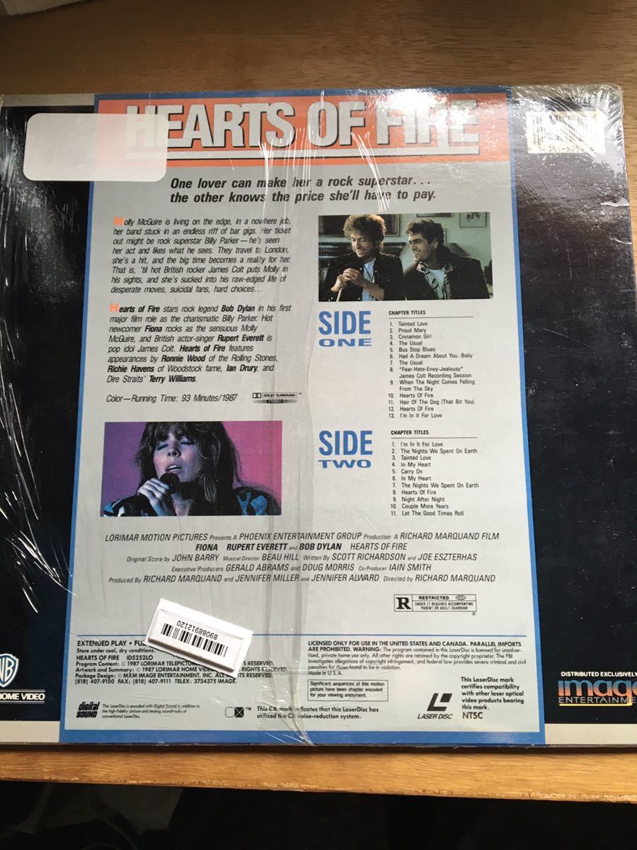 ボブ・ディラン HEARTS OF FIRE. US盤 レーザーディスク　フィオナ、Bob Dylan_画像2