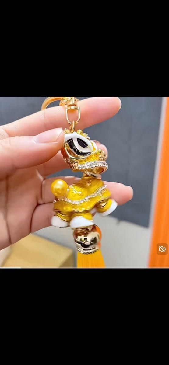 獅子舞キーホルダー チャイナ 中華 縁起物 タッセル 未使用 三つセットです