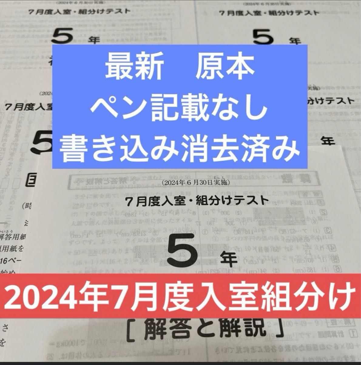 大切な 2024年7月度入室組分けテスト 原本 最新 5年 ペン サピックス 語学・辞書・学習参考書