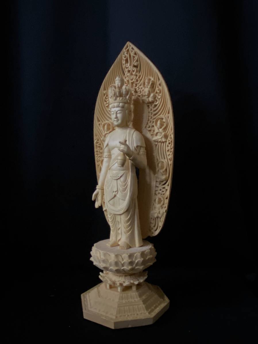 高43cm 井波彫刻 総檜材 仏教工芸品 木彫仏教 精密彫刻 極上品 仏師で