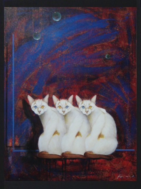  Terry now .,[ three ... cat ], rare frame for book of paintings in print .., new goods frame attaching, condition excellent, postage included, day person himself painter 