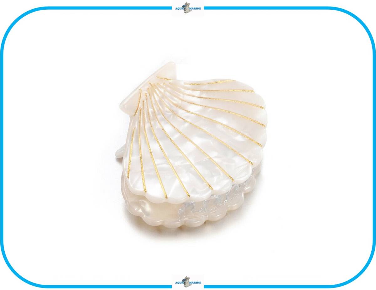 IM50-3 ヘアクリップ シェル ホワイト ヘアアクセサリー 貝殻 デザイン 海外インポート ヘアアレンジ 可愛い プチプラ 人気 夏 海 プール_画像1