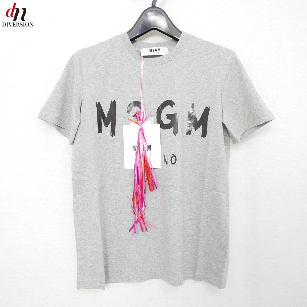 18SS MSGM エムエスジーエム コットン 半袖 ロゴ TEE Tシャツ カットソー GRAY XS