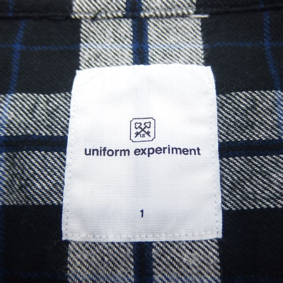 18AW 18FW uniform experiment UNIFORM EMBROIDERY REGULAR COLLAR FLANNEL CHECK SHIRT 長袖 ロゴ 刺繍 チェック ネルシャツ BLACK 1_画像6
