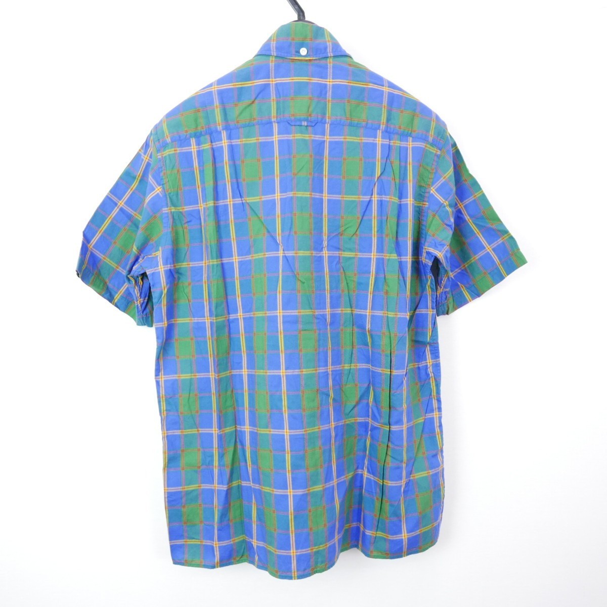 uniform experiment COTTON MADRAS CHECK S/S FAKE PULL OVER SHIRT コットン 半袖 マドラスチェック ボタンダウンシャツ BLUE 2_画像2