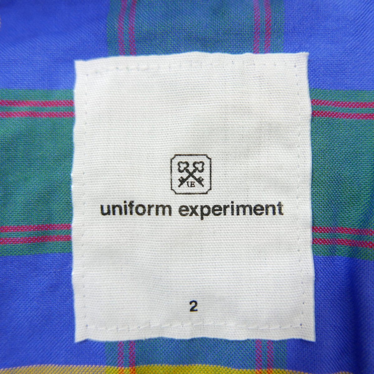uniform experiment COTTON MADRAS CHECK S/S FAKE PULL OVER SHIRT コットン 半袖 マドラスチェック ボタンダウンシャツ BLUE 2_画像8