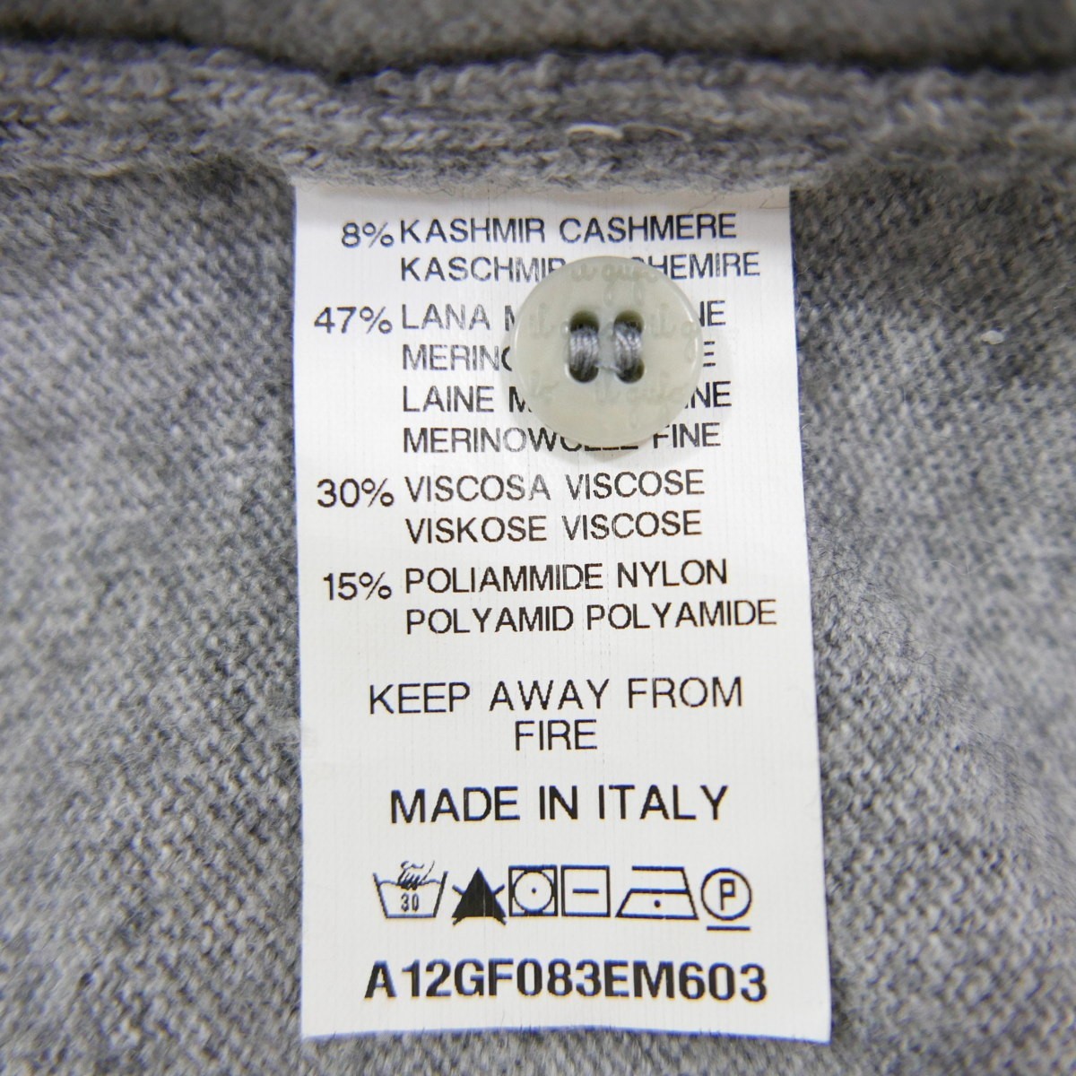 Il Gufo イル グッフォ カシミヤ混 ウール 長袖 トリム Vネック ニット カーディガン MADE IN ITALY GRAY 5ANNI_画像10