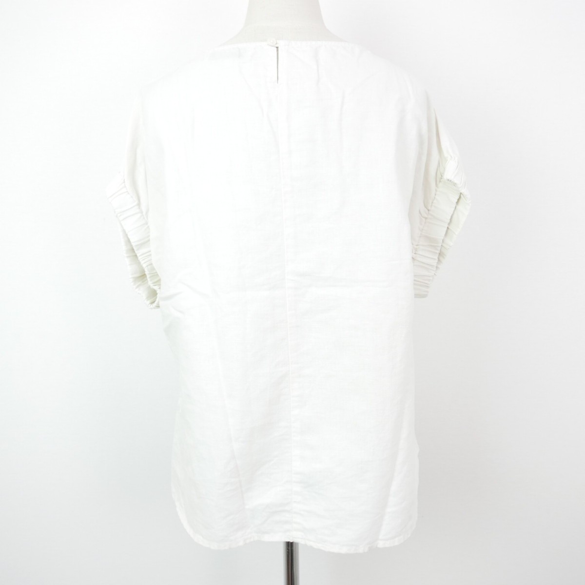 Simplicitesimplisite.linen. cotton cotton flax short sleeves do Le Mans pull over blouse WHITE