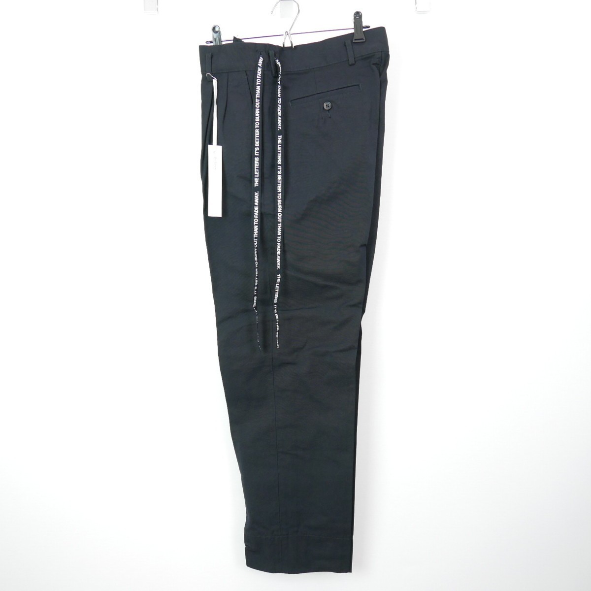 18SS The Letters ザ レターズ Hight Wasted Strap Pant. ハイウエスト ストラップ パンツ スラックス BLACK L_画像3