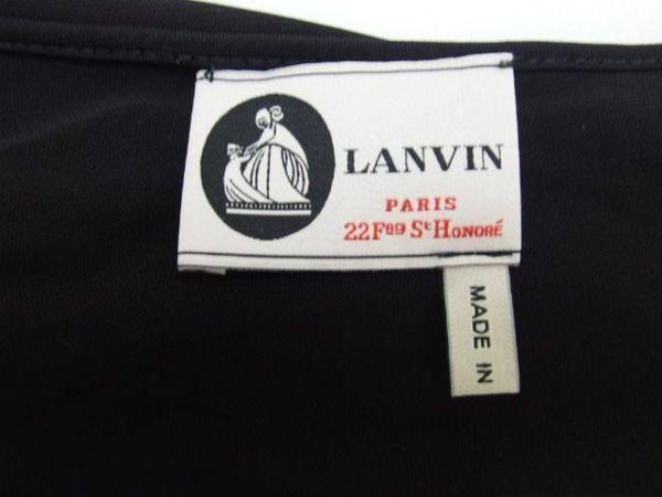 LANVIN PARIS ランバン レーヨン 長袖 変形 ドレープ ロング ワンピース ドレス アルベールエルバス BLACK 34_画像6