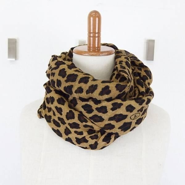 12AW 12FW uniform experiment ユニフォームエクスペリメント LEOPARD STOLE シルク混 レーヨン レオパード ヒョウ柄 大判 ストール BROWN_画像2