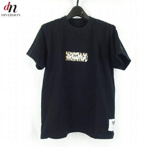 MARK MCNAIRY FOR HEATHER GREY WALL マークマクナイリー Inferior PRINT S/S TEE レオパード柄BOXロゴ Tシャツ BLACK M_画像1