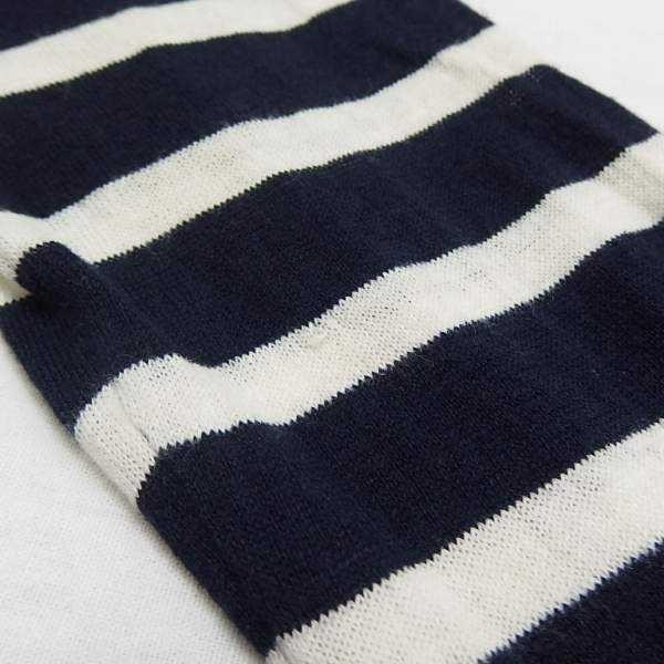 UNTITLED Untitled silk . cotton linen border knitted cardigan NAVY/WHITE 2