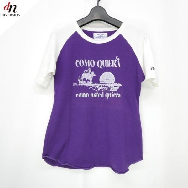 TMT ティーエムティー レディース コットン 半袖 ロゴ プリント ラグラン TEE Tシャツ カットソー PURPLE/WHITE F_画像1