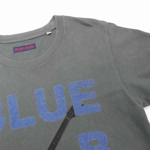 BLUE BLUE ブルーブルー コットン 半袖 KING ロゴ ギター プリント TEE Tシャツ カットソー GRAY 1_画像7