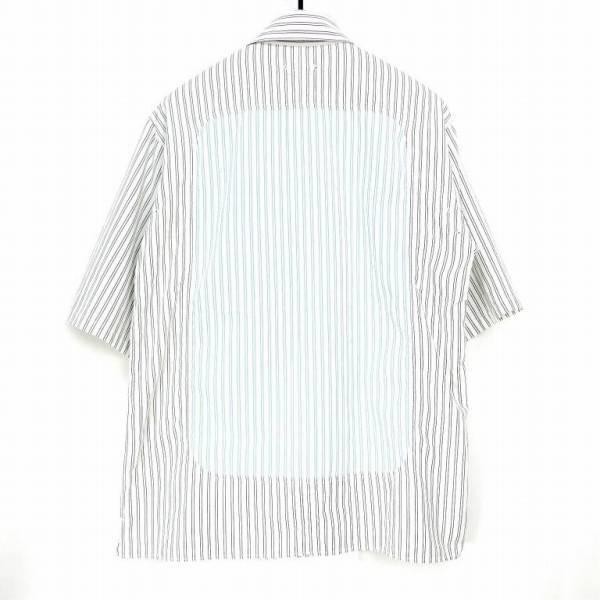 SOPHNET. ソフネット SOPH ソフ WINDOW SHIRT コットン 半袖 ストライプ 切り替え シャツ WHITE/NAVY S_画像2