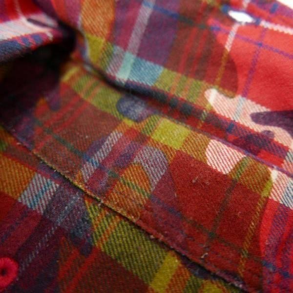 SOPHNET. ソフネット SOPH ソフ CAMOUFLAGE FLANNEL CHECK L/S B.D SHIRT 長袖 カモフラ迷彩 チェック ボタンダウン ネルシャツ RED M_画像5