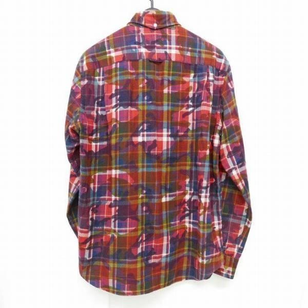 SOPHNET. ソフネット SOPH ソフ CAMOUFLAGE FLANNEL CHECK L/S B.D SHIRT 長袖 カモフラ迷彩 チェック ボタンダウン ネルシャツ RED M_画像2