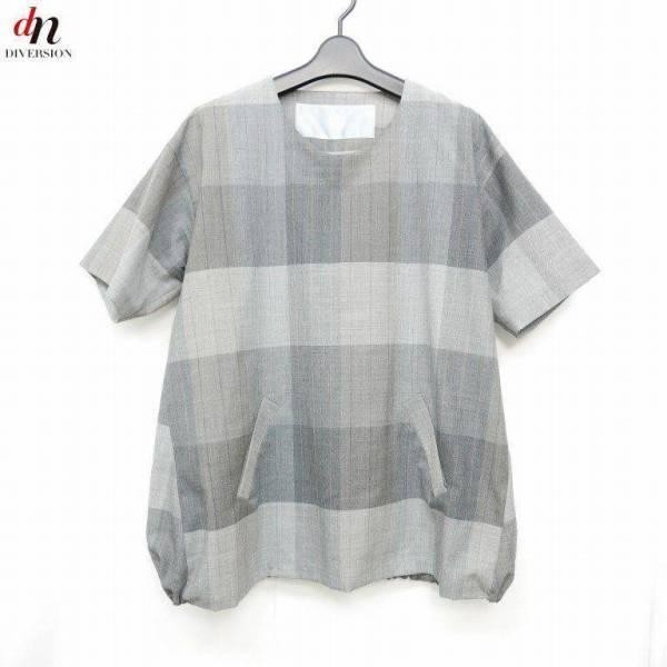 16SS Dulcamara ドゥルカマラ サマーウール 半袖 チェック バルーンT Tシャツ グレー系 1_画像1