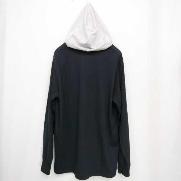 17SS Supreme シュプリーム Contrast Hooded L/S Top 長袖 胸 ロゴ刺繍 バイカラー切り替え フード付き カットソー Tシャツ ロンT BLACK M_画像2