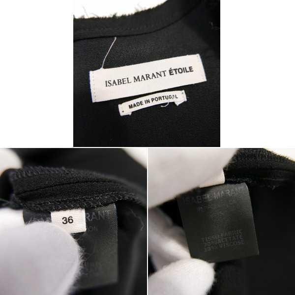 ISABEL MARANT ETOILE イザベルマラン エトワール 半袖 カットオフ タックデザイン カットソー Tシャツ BLACK 36_画像9