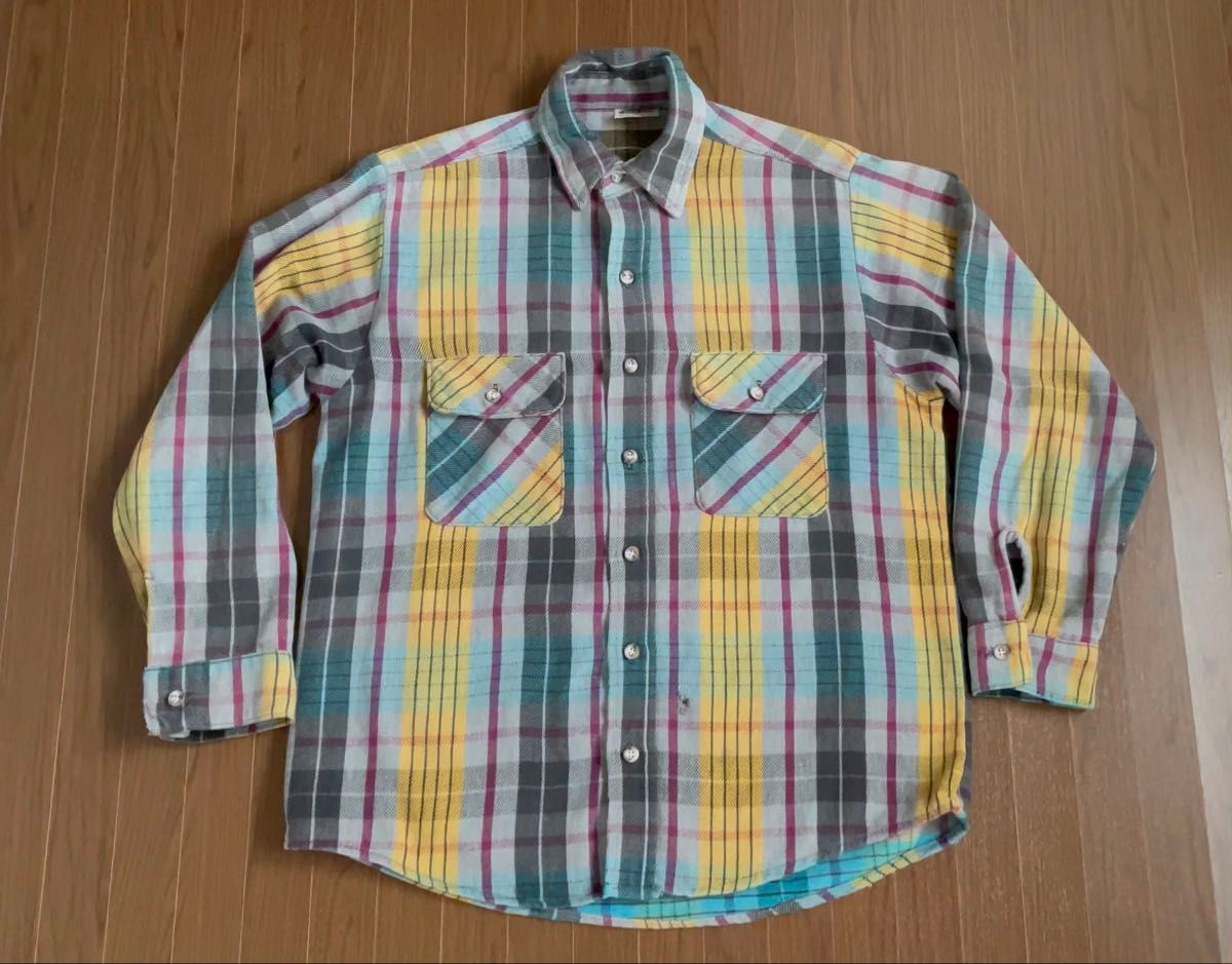 【送料無料】90s FIVE BROTHER ファイブブラザー ヘビーネルシャツ M チェックシャツ 古着 ヴィンテージ メンズ
