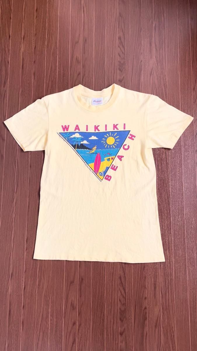 【送料無料】80s STEDMAN SUPER HI CRU ハワイ ワイキキビーチ ヴィンテージTシャツ M メンズ 古着 US