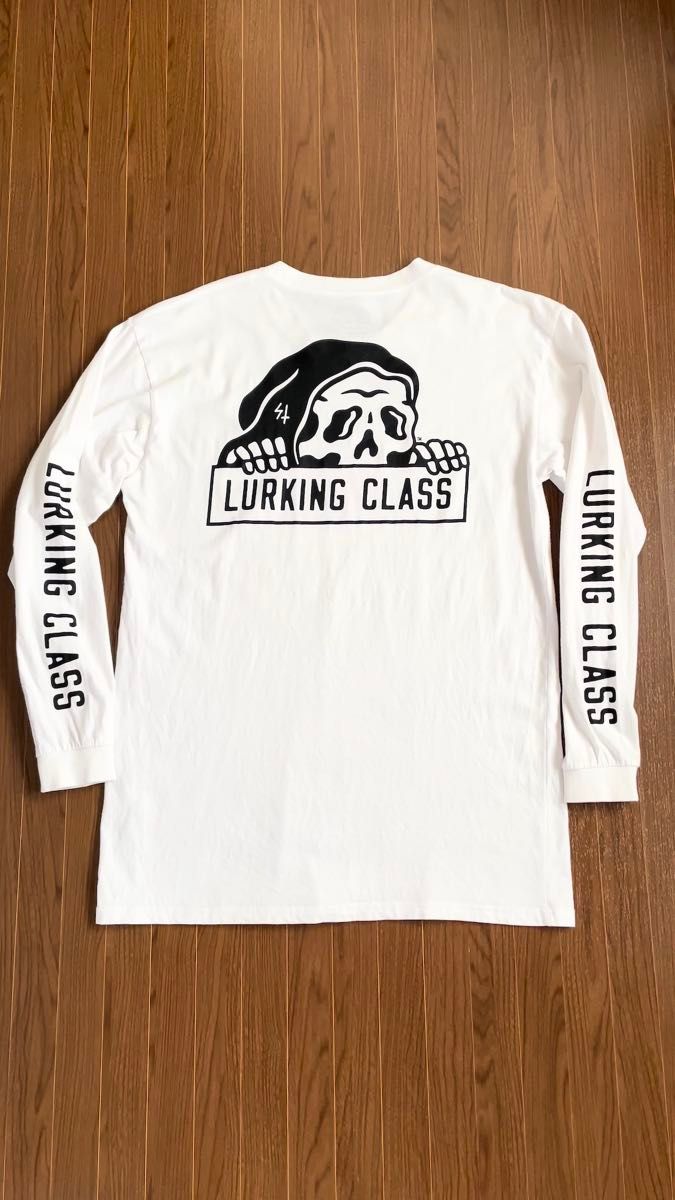 【送料無料】LURKING CLASS スカル 袖プリロンT XLサイズ メンズ 白 ラーキングクラス スケッチータンク ムラスポ