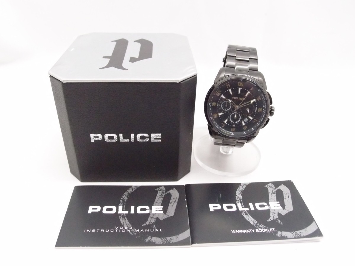 人気の POLICE ポリス 〇WA3472 メンズ 中古 腕時計 クォーツ 13648JSB-02MC フレア FLARE ポリス