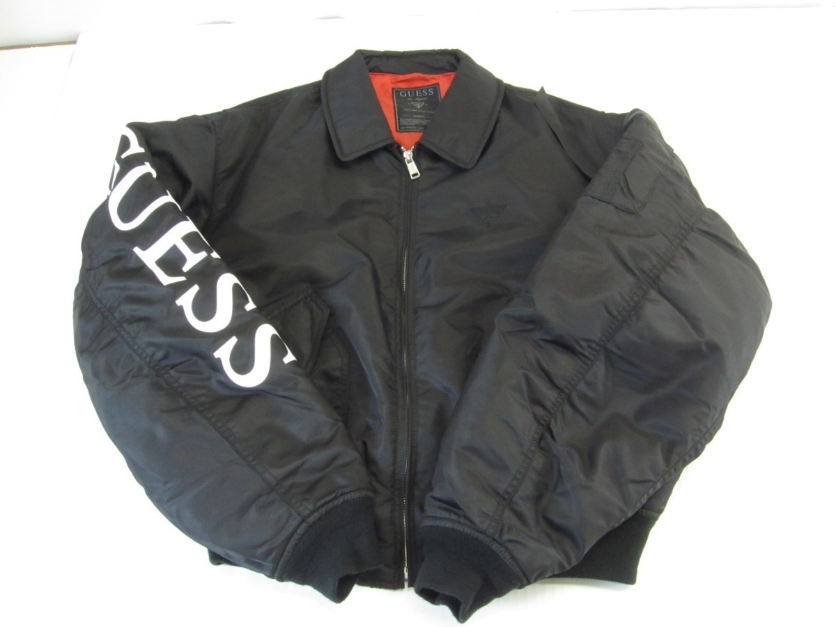 【後払い手数料無料】 GUESS ゲス MA-1 サイズ：S メンズ ジャケット BLACK 衣類 #UF2348 Sサイズ