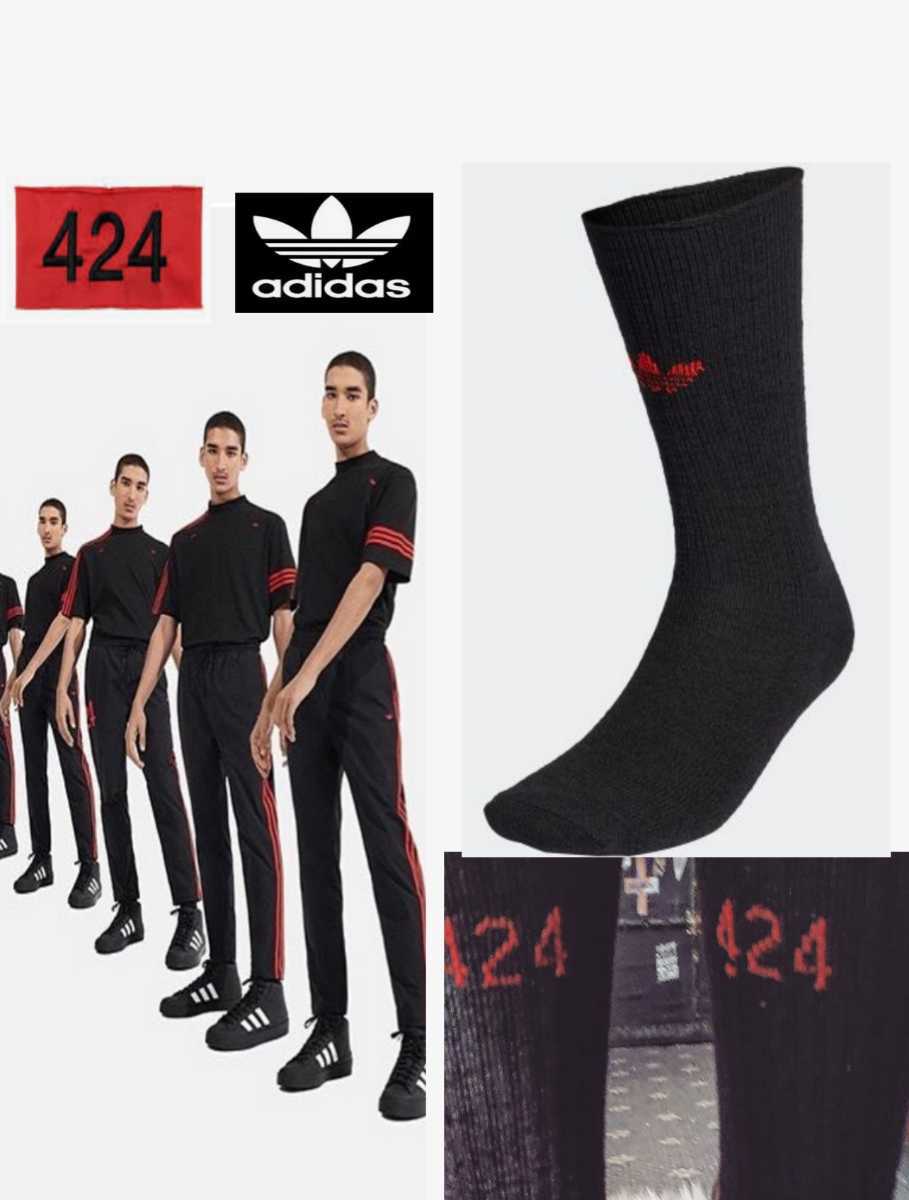 adidas 424 コラボ 限定品 靴下 ソックス 黒 black ストリート レア 貴重サイズ _画像1