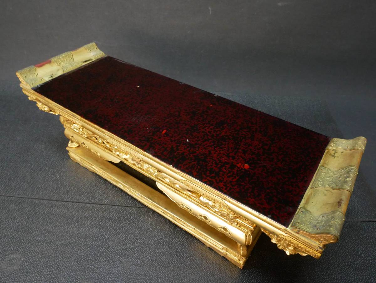 【収集品】前卓　純金箔　木製　幅43㎝(200505D-3) 845　M